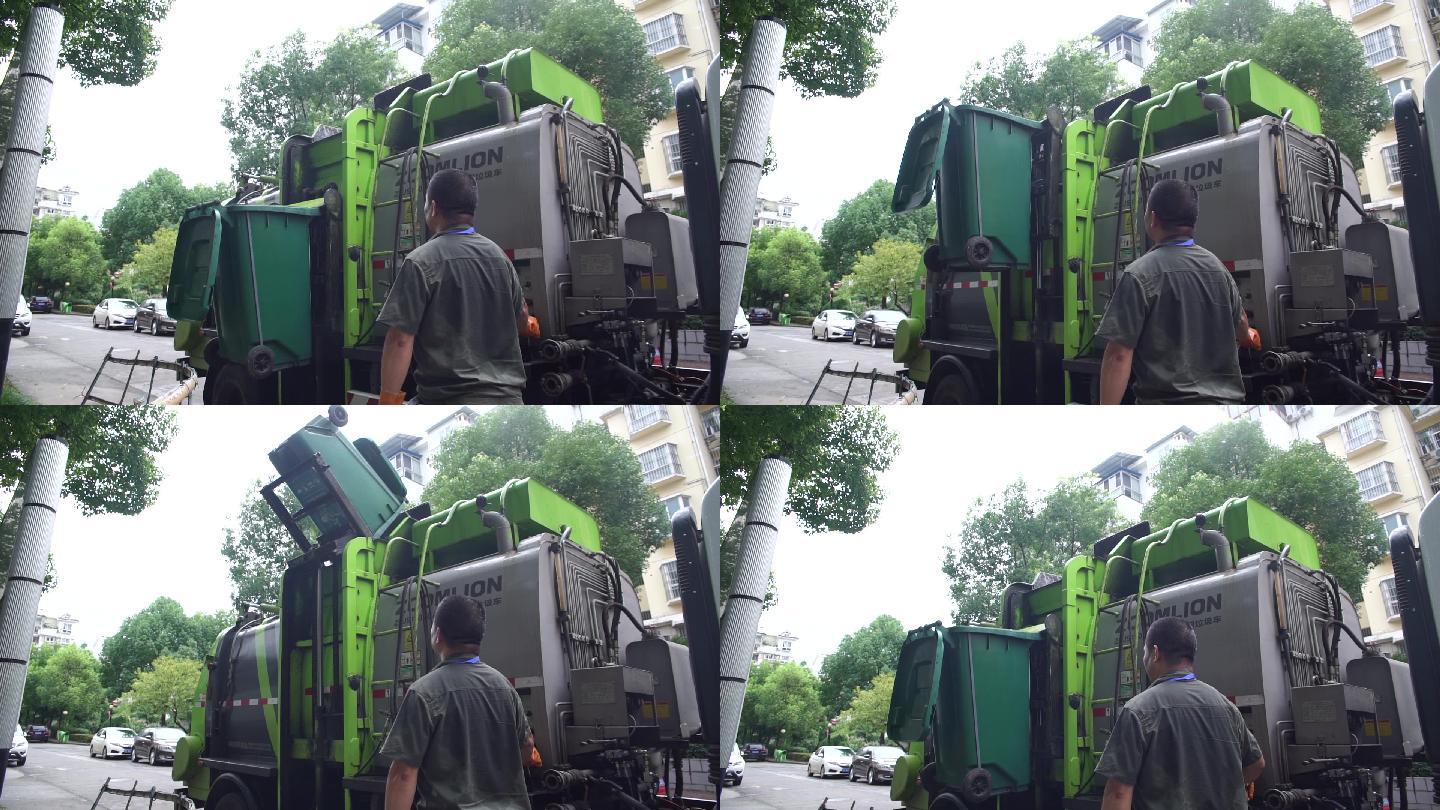 垃圾回收转运装车作业
