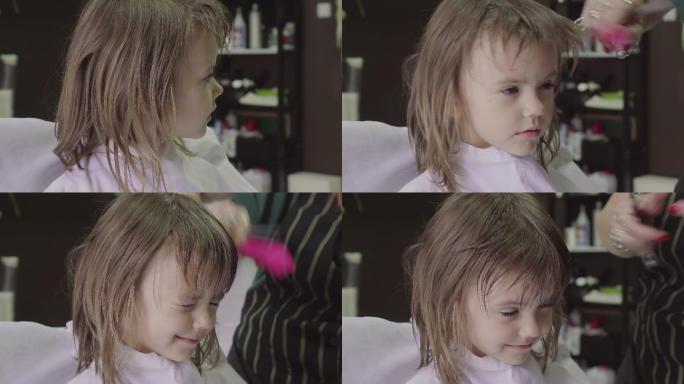 剪头发的漂亮小女孩