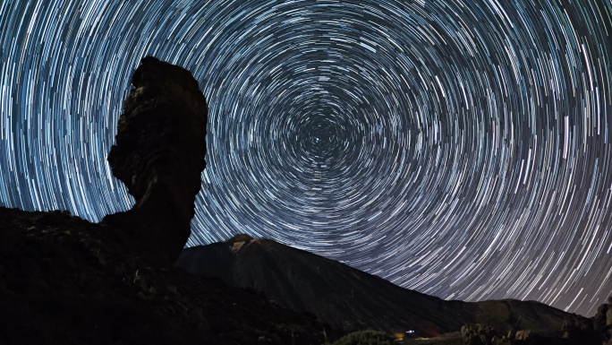 火山上空的星迹星辰轨迹星星彗星星空夜空