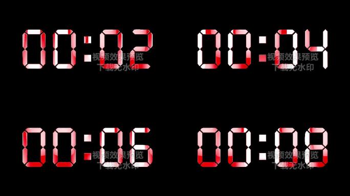 4K红色液晶数字顺数10秒钟通道