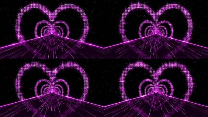 4K粉紫色心形光圈星光视频5