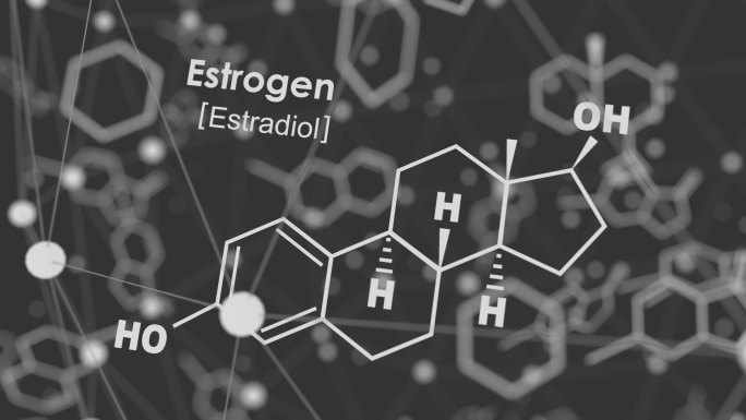 雌激素的配方。AI人工智能蓝色科技背景大