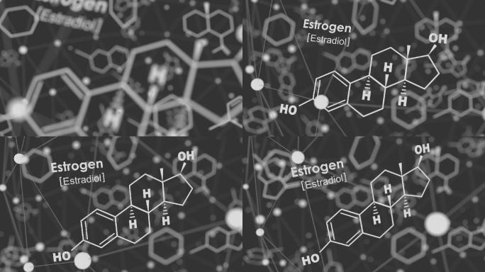 雌激素的配方。AI人工智能蓝色科技背景大