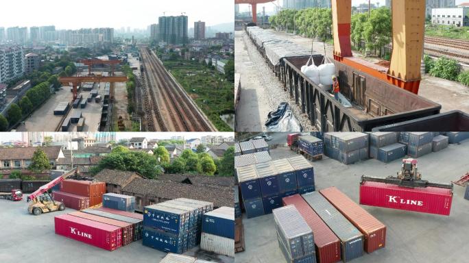 【4K】货运火车装卸车  装卸集装箱