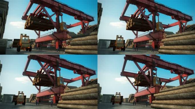 运输木材施工动画