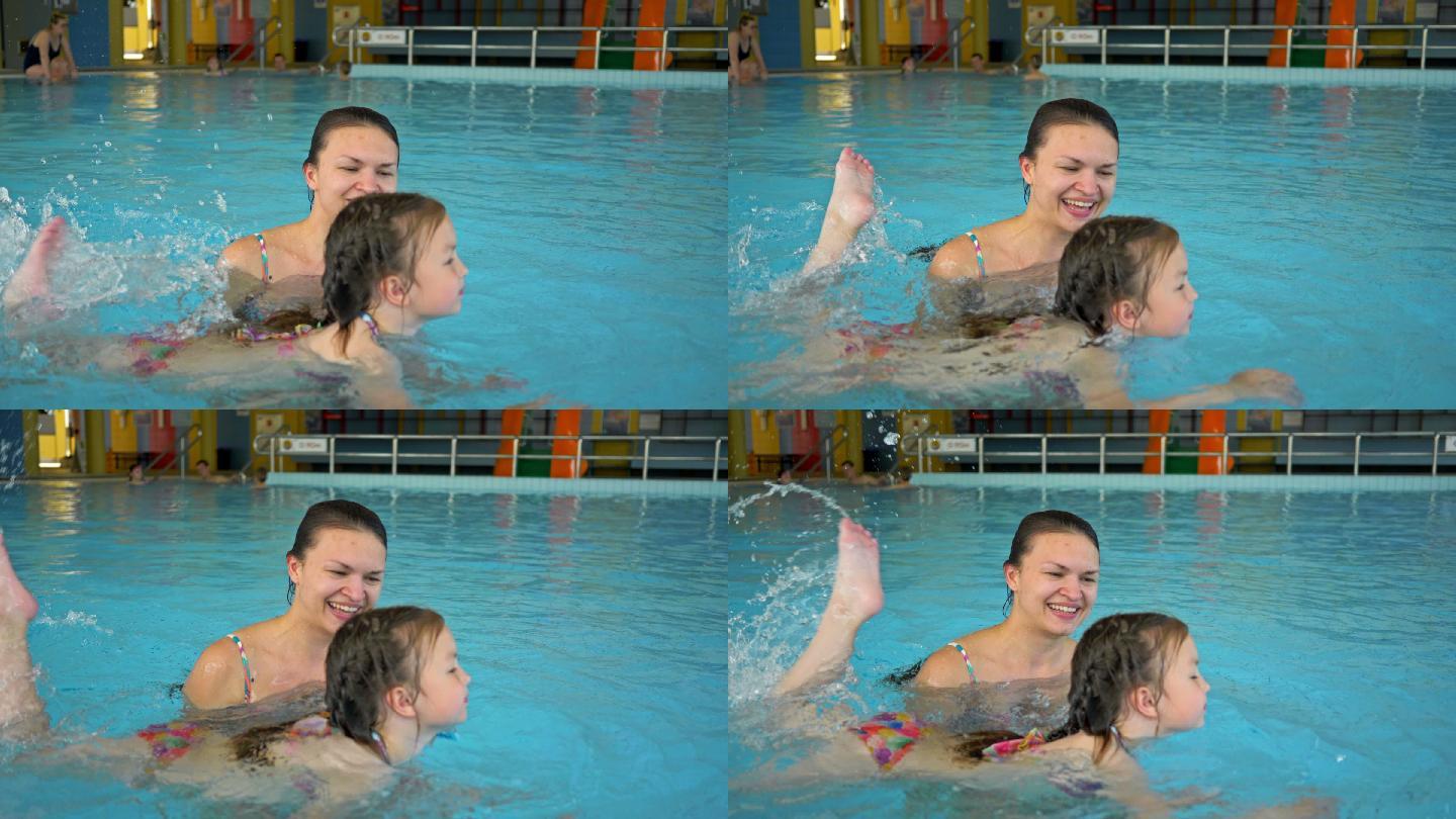 学习游泳的小女孩培养培训锻炼学游泳
