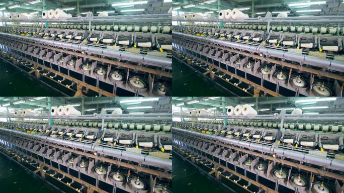 纺织厂生产车间厂房内景棉纺织业