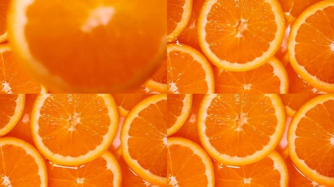 切成片的橘子片水果慢动作入水创意特写主图
