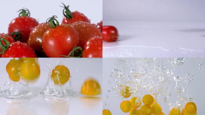 新鲜蔬菜西红柿唯美棚拍落水