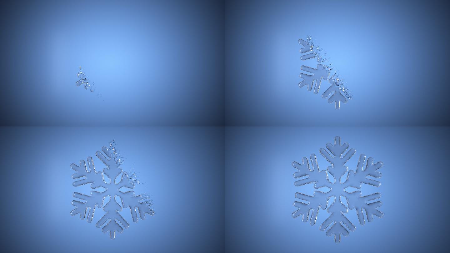 3D渲染抽象三维立体雪花成型动态视频