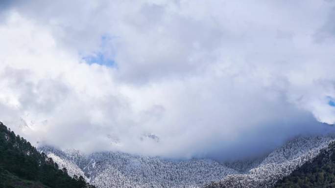 西藏雪山村庄延时素材