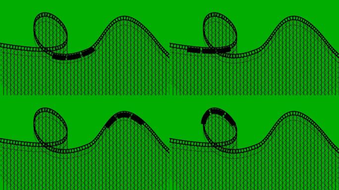 游乐园过山车在绿色屏幕上