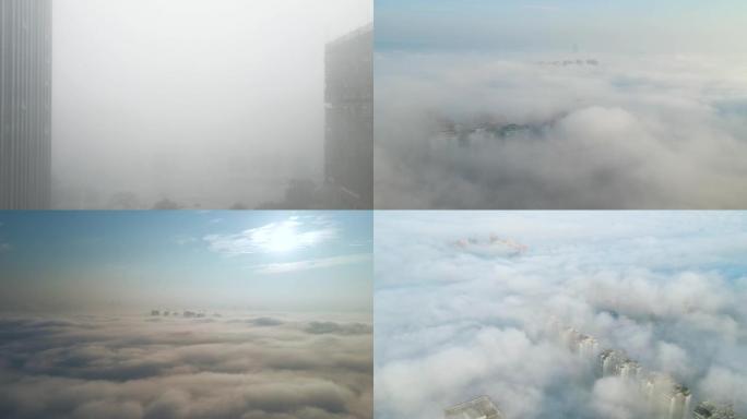 城市雾霾污染航拍