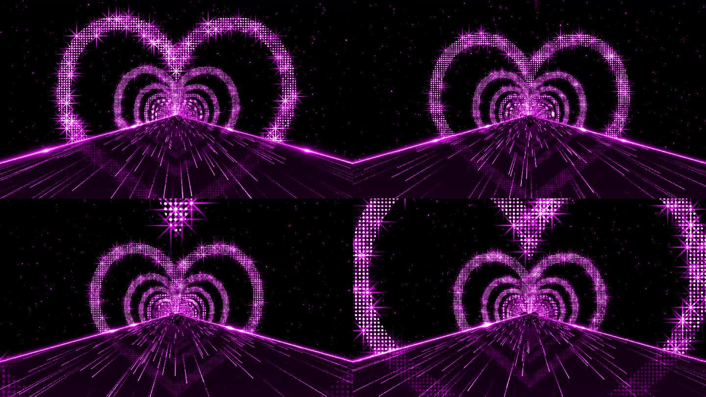 4K粉紫色心形光圈星光视频3