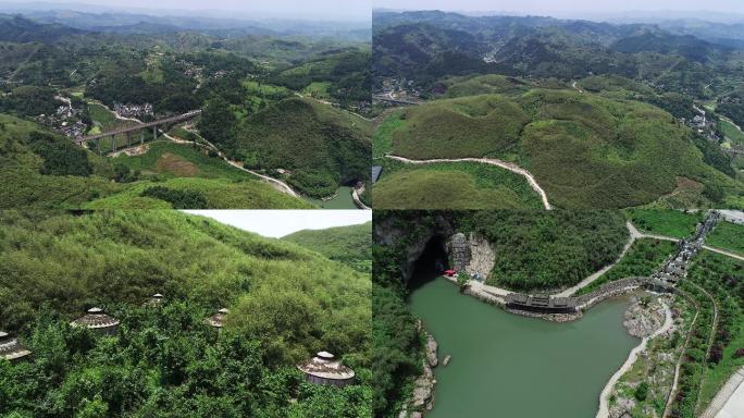 航拍贵州黔东南三穗贵洞竹海景区