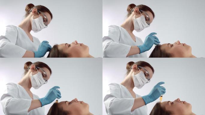 美容师注射prp血浆促进头发再生