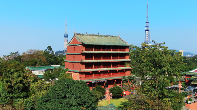 广州越秀公园旅游景点镇海楼望海楼航拍