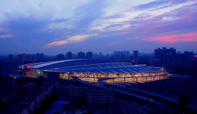 北京南站延时摄影 日转夜