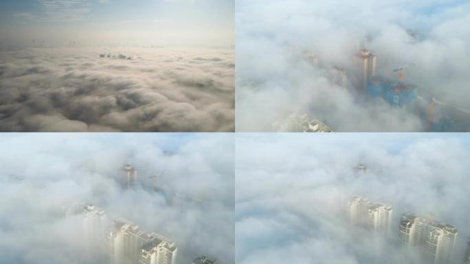 城市雾霾污染航拍延时