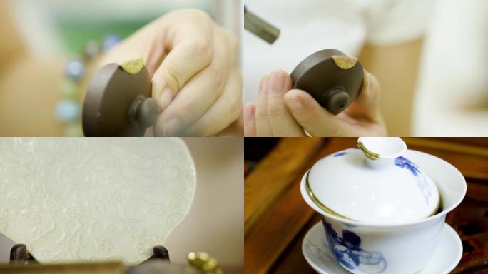 手工 锯瓷 茶具 摆件