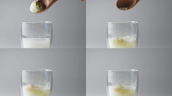玻璃杯升格冲泡成人婴幼儿营养绿色牛奶粉