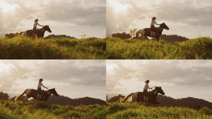 女牛仔骑马外国美女骑马奔跑马术骑马运动