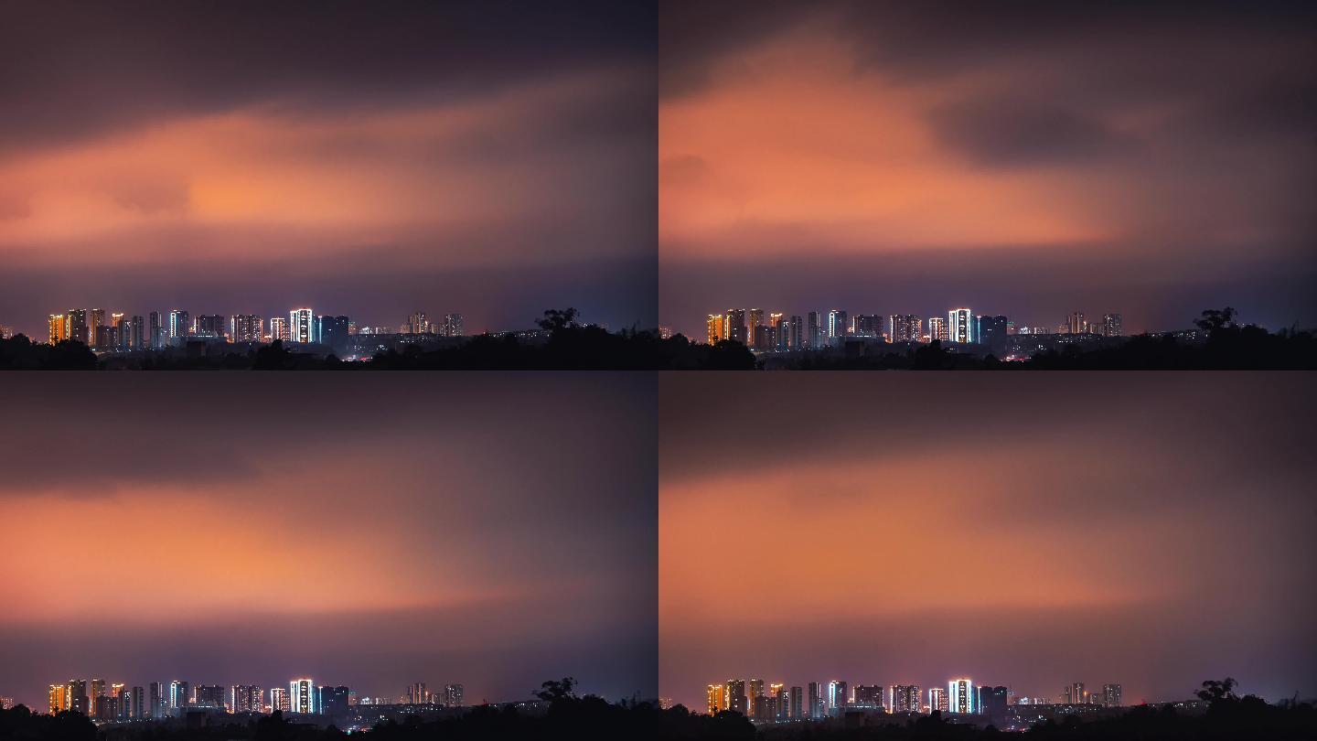 城市云层夜景