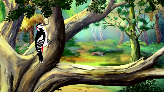 大斑啄木鸟动画cg卡通特效视频素材