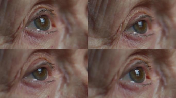 老年人的蓝眼睛的微距镜头