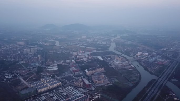 浙江绍兴城市夕阳