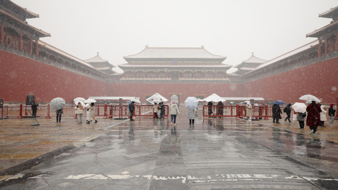 【4K】北京故宫午门大雪升格空镜