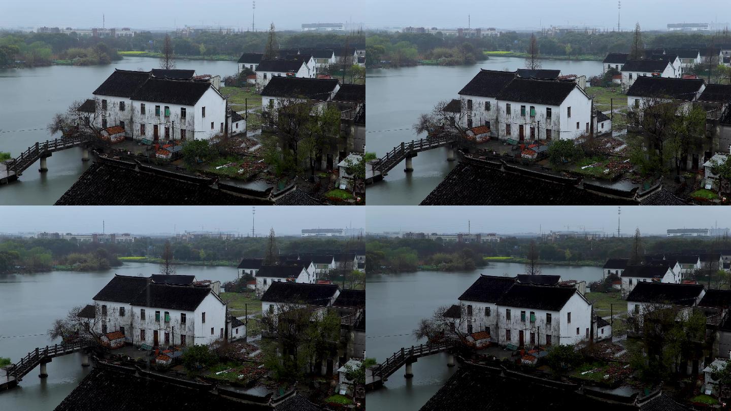 水乡古镇下雨延时摄影