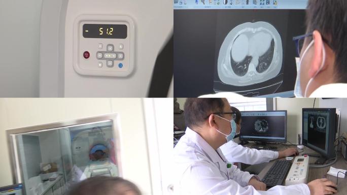 病人在医院检验科机器上做CT核磁检查