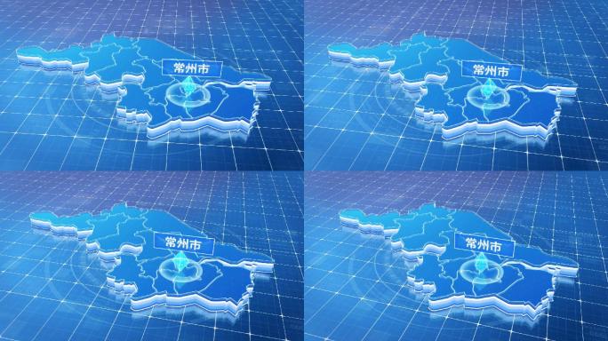 江苏常州市蓝色科技感定位地图ae模板