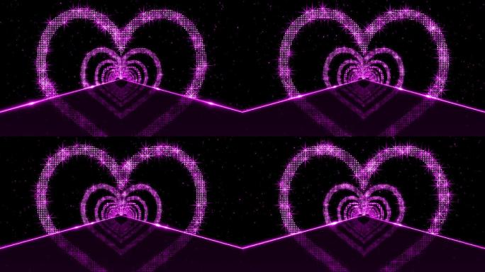 4K粉紫色心形光圈星光视频6