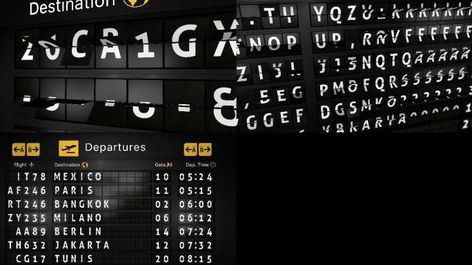 模拟航班信息显示板抵达城市达拉斯