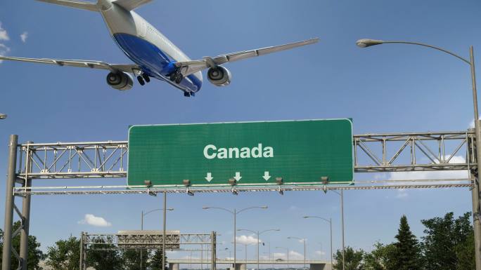 飞机降落加拿大航拍国外
