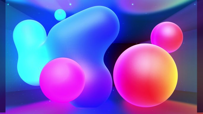球体液滴3d球形场景背景舞台彩色泡泡光效