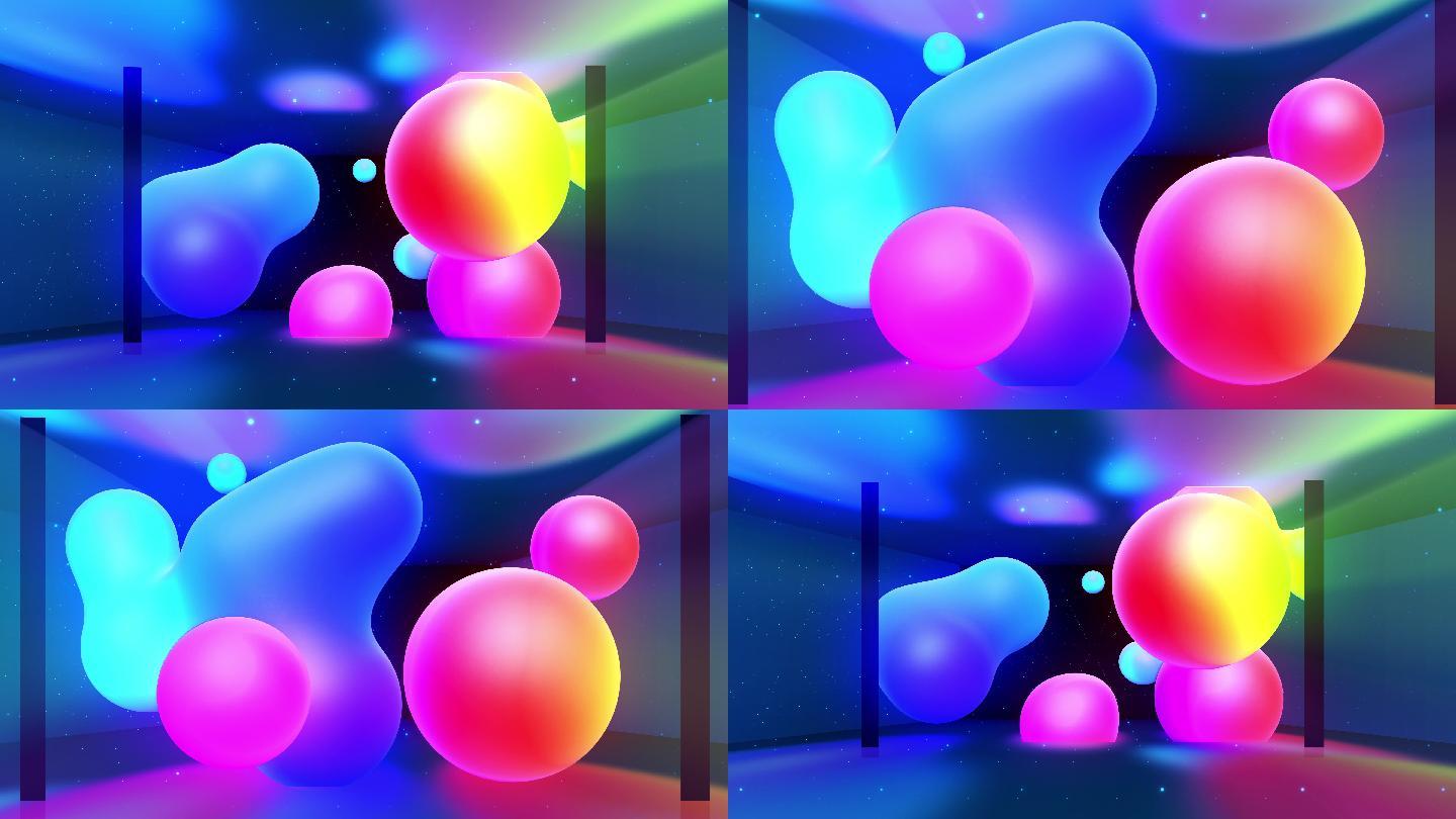 球体液滴3d球形场景背景舞台彩色泡泡光效