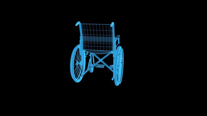 蓝色全息科技线框轮椅旋转带通道