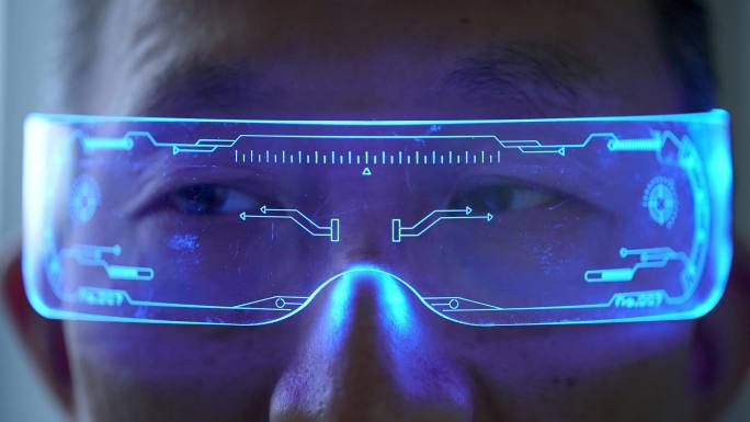 办公室科研实验室戴着VR眼镜男技术人员