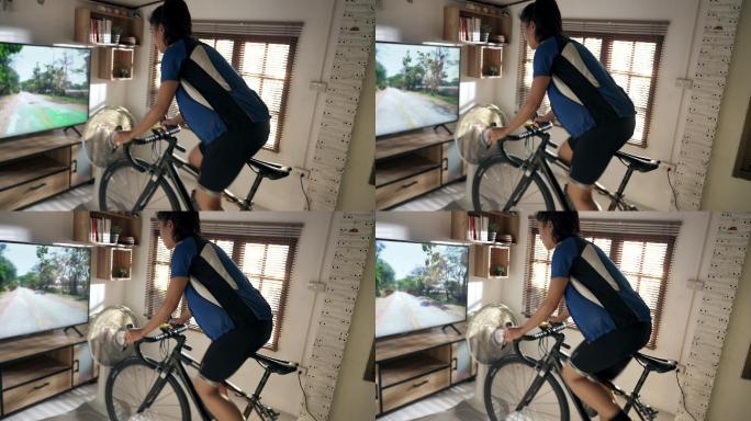 自行车手在家锻炼泰国人体肌肉