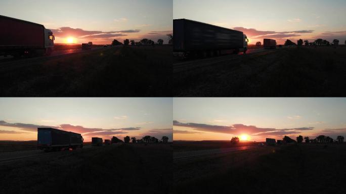 日落时分高速公路上的汽车