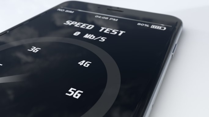 sim卡和5g网络中的速度测试。