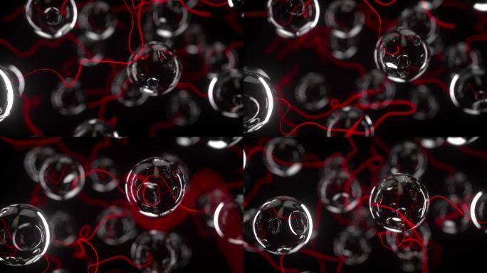 水泡泡气泡气球红色丝带满屏飘舞动态视频