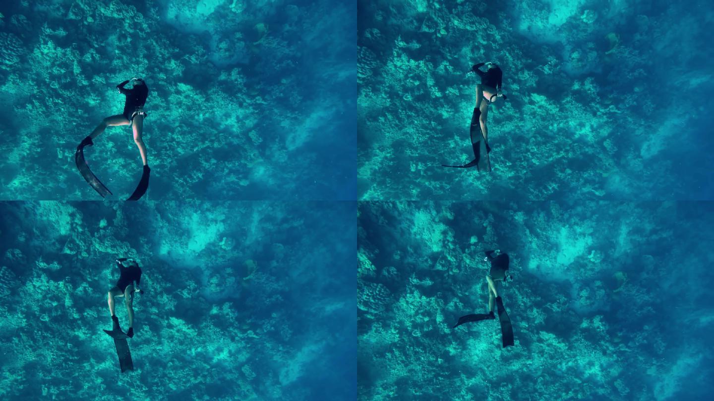 潜水的女子水中摄影美人鱼运动休闲