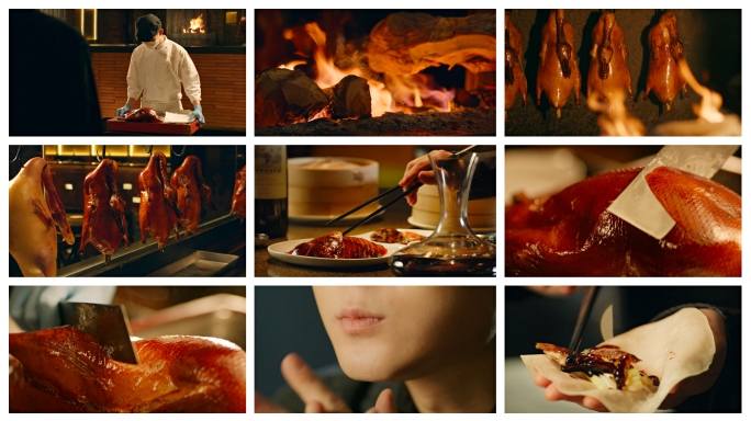 北京烤鸭制作品尝吃烤鸭美食广告北京菜