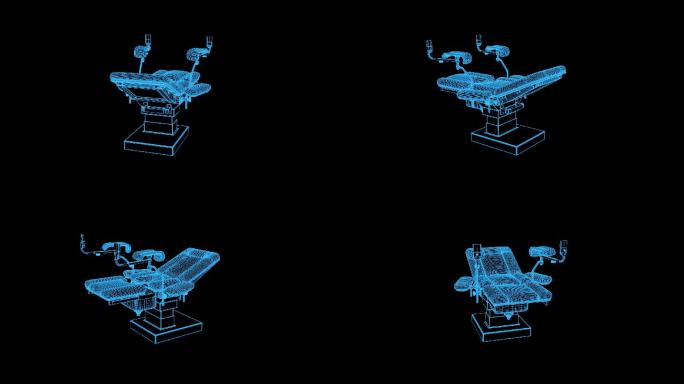 蓝色线框全息科技医院设备带通道