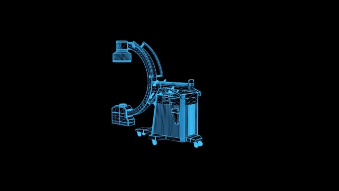 4K蓝色线框全息科技c臂机动画带通道