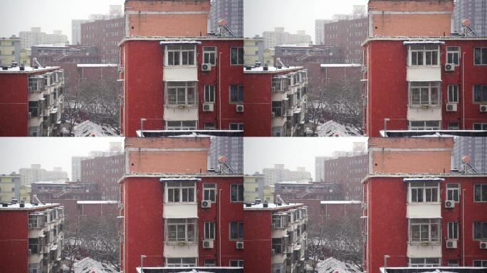 飘雪 下雪空境 北京小区下雪素材